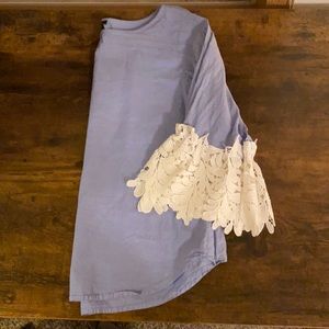 Ann Taylor lace flutter sleeve top